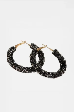 Σκουλαρίκια Black Diamonds Hoops